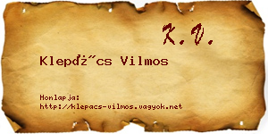 Klepács Vilmos névjegykártya